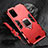 Funda Bumper Silicona y Plastico Mate Carcasa con Magnetico Anillo de dedo Soporte R02 para Samsung Galaxy S20 Plus Rojo