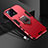 Funda Bumper Silicona y Plastico Mate Carcasa con Magnetico Anillo de dedo Soporte R02 para Xiaomi Mi 13 5G Rojo