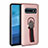 Funda Bumper Silicona y Plastico Mate Carcasa con Magnetico Anillo de dedo Soporte R03 para Samsung Galaxy S10 5G Oro Rosa