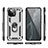 Funda Bumper Silicona y Plastico Mate Carcasa con Magnetico Anillo de dedo Soporte R03 para Xiaomi Mi 11 5G Plata
