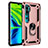 Funda Bumper Silicona y Plastico Mate Carcasa con Magnetico Anillo de dedo Soporte R03 para Xiaomi Mi Note 10 Oro Rosa