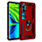 Funda Bumper Silicona y Plastico Mate Carcasa con Magnetico Anillo de dedo Soporte R03 para Xiaomi Mi Note 10 Pro Rojo