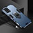 Funda Bumper Silicona y Plastico Mate Carcasa con Magnetico Anillo de dedo Soporte R03 para Xiaomi Redmi Note 11T Pro 5G Azul