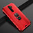 Funda Bumper Silicona y Plastico Mate Carcasa con Magnetico Anillo de dedo Soporte R05 para Xiaomi Redmi Note 8 Pro Rojo