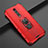 Funda Bumper Silicona y Plastico Mate Carcasa con Magnetico Anillo de dedo Soporte R07 para Xiaomi Mi 9T Pro Rojo