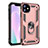 Funda Bumper Silicona y Plastico Mate Carcasa con Magnetico Anillo de dedo Soporte S01 para Apple iPhone 11 Oro Rosa