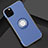 Funda Bumper Silicona y Plastico Mate Carcasa con Magnetico Anillo de dedo Soporte S01 para Apple iPhone 11 Pro Max Azul