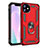 Funda Bumper Silicona y Plastico Mate Carcasa con Magnetico Anillo de dedo Soporte S01 para Apple iPhone 11 Rojo