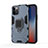 Funda Bumper Silicona y Plastico Mate Carcasa con Magnetico Anillo de dedo Soporte S01 para Apple iPhone 12 Pro Max Azul