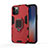 Funda Bumper Silicona y Plastico Mate Carcasa con Magnetico Anillo de dedo Soporte S01 para Apple iPhone 12 Pro Max Rojo