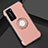 Funda Bumper Silicona y Plastico Mate Carcasa con Magnetico Anillo de dedo Soporte S01 para Huawei P40 Pro Oro Rosa