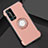 Funda Bumper Silicona y Plastico Mate Carcasa con Magnetico Anillo de dedo Soporte S01 para Huawei P40 Pro+ Plus Oro Rosa
