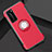 Funda Bumper Silicona y Plastico Mate Carcasa con Magnetico Anillo de dedo Soporte S01 para Huawei P40 Pro Rojo