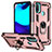 Funda Bumper Silicona y Plastico Mate Carcasa con Magnetico Anillo de dedo Soporte S01 para Motorola Moto E30 Oro Rosa
