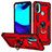 Funda Bumper Silicona y Plastico Mate Carcasa con Magnetico Anillo de dedo Soporte S01 para Motorola Moto E30 Rojo