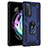 Funda Bumper Silicona y Plastico Mate Carcasa con Magnetico Anillo de dedo Soporte S01 para Motorola Moto Edge 20 5G Azul