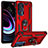 Funda Bumper Silicona y Plastico Mate Carcasa con Magnetico Anillo de dedo Soporte S01 para Motorola Moto Edge (2021) 5G Rojo