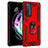 Funda Bumper Silicona y Plastico Mate Carcasa con Magnetico Anillo de dedo Soporte S01 para Motorola Moto Edge Lite 5G Rojo