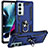 Funda Bumper Silicona y Plastico Mate Carcasa con Magnetico Anillo de dedo Soporte S01 para Motorola Moto Edge S30 5G Azul