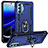 Funda Bumper Silicona y Plastico Mate Carcasa con Magnetico Anillo de dedo Soporte S01 para Motorola Moto G 5G (2022) Azul