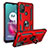 Funda Bumper Silicona y Plastico Mate Carcasa con Magnetico Anillo de dedo Soporte S01 para Motorola Moto G10 Rojo