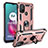 Funda Bumper Silicona y Plastico Mate Carcasa con Magnetico Anillo de dedo Soporte S01 para Motorola Moto G20 Oro Rosa