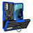 Funda Bumper Silicona y Plastico Mate Carcasa con Magnetico Anillo de dedo Soporte S01 para Motorola Moto G51 5G Azul