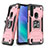 Funda Bumper Silicona y Plastico Mate Carcasa con Magnetico Anillo de dedo Soporte S01 para Motorola Moto One Fusion Oro Rosa