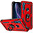 Funda Bumper Silicona y Plastico Mate Carcasa con Magnetico Anillo de dedo Soporte S01 para Motorola Moto One Fusion Plus Rojo