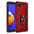 Funda Bumper Silicona y Plastico Mate Carcasa con Magnetico Anillo de dedo Soporte S01 para Samsung Galaxy A01 Core Rojo
