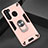 Funda Bumper Silicona y Plastico Mate Carcasa con Magnetico Anillo de dedo Soporte S01 para Samsung Galaxy A21 Oro Rosa