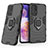 Funda Bumper Silicona y Plastico Mate Carcasa con Magnetico Anillo de dedo Soporte S01 para Samsung Galaxy A23 5G Negro