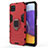 Funda Bumper Silicona y Plastico Mate Carcasa con Magnetico Anillo de dedo Soporte S01 para Samsung Galaxy F42 5G Rojo