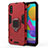 Funda Bumper Silicona y Plastico Mate Carcasa con Magnetico Anillo de dedo Soporte S01 para Samsung Galaxy M01 Rojo