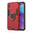 Funda Bumper Silicona y Plastico Mate Carcasa con Magnetico Anillo de dedo Soporte S01 para Samsung Galaxy M10 Rojo