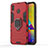 Funda Bumper Silicona y Plastico Mate Carcasa con Magnetico Anillo de dedo Soporte S01 para Samsung Galaxy M20 Rojo