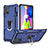 Funda Bumper Silicona y Plastico Mate Carcasa con Magnetico Anillo de dedo Soporte S01 para Samsung Galaxy M51 Azul
