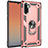 Funda Bumper Silicona y Plastico Mate Carcasa con Magnetico Anillo de dedo Soporte S01 para Samsung Galaxy Note 10 5G Oro Rosa