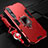 Funda Bumper Silicona y Plastico Mate Carcasa con Magnetico Anillo de dedo Soporte S01 para Xiaomi Mi 10 Pro Rojo