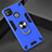 Funda Bumper Silicona y Plastico Mate Carcasa con Magnetico Anillo de dedo Soporte S01 para Xiaomi Redmi 9 India Azul