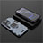 Funda Bumper Silicona y Plastico Mate Carcasa con Magnetico Anillo de dedo Soporte S02 para Apple iPhone 13 Pro Azul
