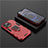 Funda Bumper Silicona y Plastico Mate Carcasa con Magnetico Anillo de dedo Soporte S02 para Apple iPhone 13 Pro Rojo