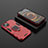 Funda Bumper Silicona y Plastico Mate Carcasa con Magnetico Anillo de dedo Soporte S02 para Apple iPhone 14 Plus Rojo