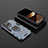 Funda Bumper Silicona y Plastico Mate Carcasa con Magnetico Anillo de dedo Soporte S02 para Apple iPhone 14 Pro Max Azul