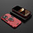 Funda Bumper Silicona y Plastico Mate Carcasa con Magnetico Anillo de dedo Soporte S02 para Apple iPhone 14 Pro Rojo