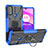 Funda Bumper Silicona y Plastico Mate Carcasa con Magnetico Anillo de dedo Soporte S02 para Motorola Moto E30 Azul