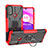 Funda Bumper Silicona y Plastico Mate Carcasa con Magnetico Anillo de dedo Soporte S02 para Motorola Moto E30 Rojo