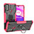 Funda Bumper Silicona y Plastico Mate Carcasa con Magnetico Anillo de dedo Soporte S02 para Motorola Moto E30 Rosa Roja
