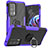 Funda Bumper Silicona y Plastico Mate Carcasa con Magnetico Anillo de dedo Soporte S02 para Motorola Moto Edge 20 Pro 5G Morado