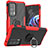 Funda Bumper Silicona y Plastico Mate Carcasa con Magnetico Anillo de dedo Soporte S02 para Motorola Moto Edge 20 Pro 5G Rojo